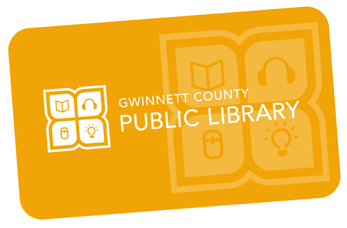 Gwinnett County Public Library logo on orange background.