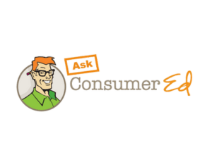 Ask Consumer Ed logo with cartoon figure