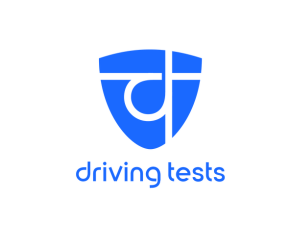 Driving Tests logo with blue shield icon.