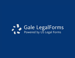 Gale LegalForms logo on blue background.