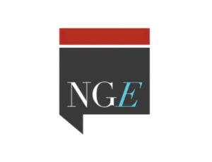 NGE logo with red and black design