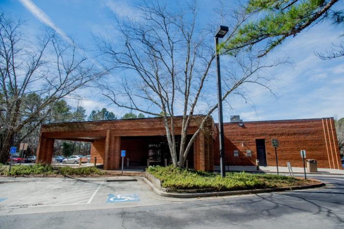 peachtree corners branch exterior Brick building with accessible parking in front.