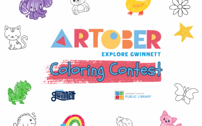Artober coloring contest with playful animal sketches.