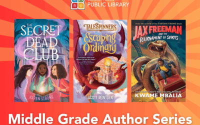 Middle grade author series book covers display.