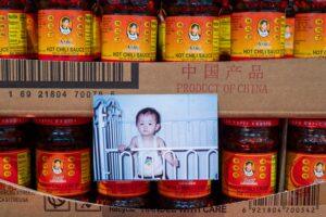 Lao Gan Ma jars with child's photo display