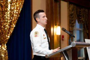 Gwinnett County fire official speaks at podium
