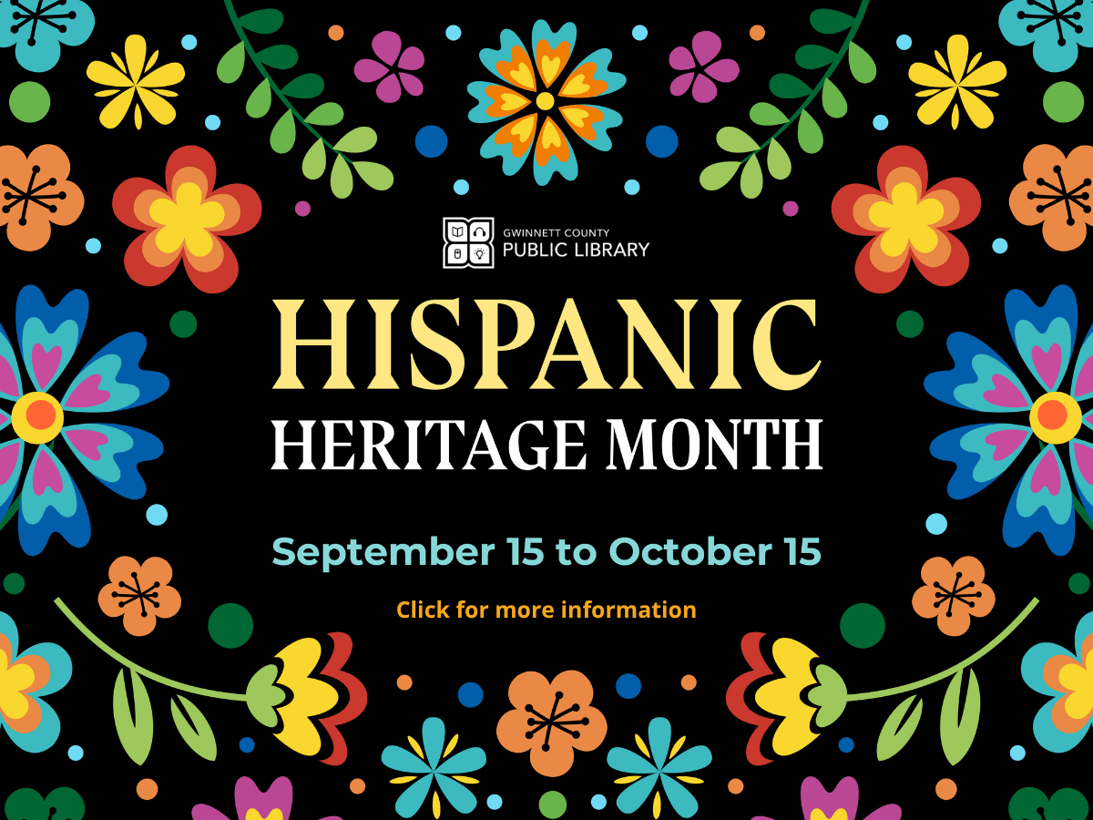 hispanic heritage month blog image Hispanic Heritage Month library celebration poster with colorful floral border